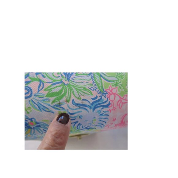 LILLY PULITZER Cheek to Cheek Wicker Wine Carrier Strap Multicolor Basket Tote - Picture 8 of 16